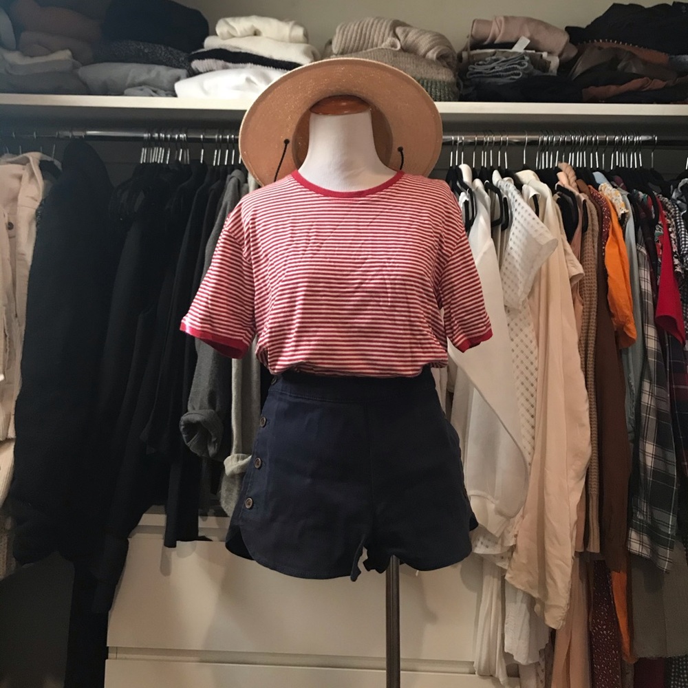 BDG High-waist navy denim shorts